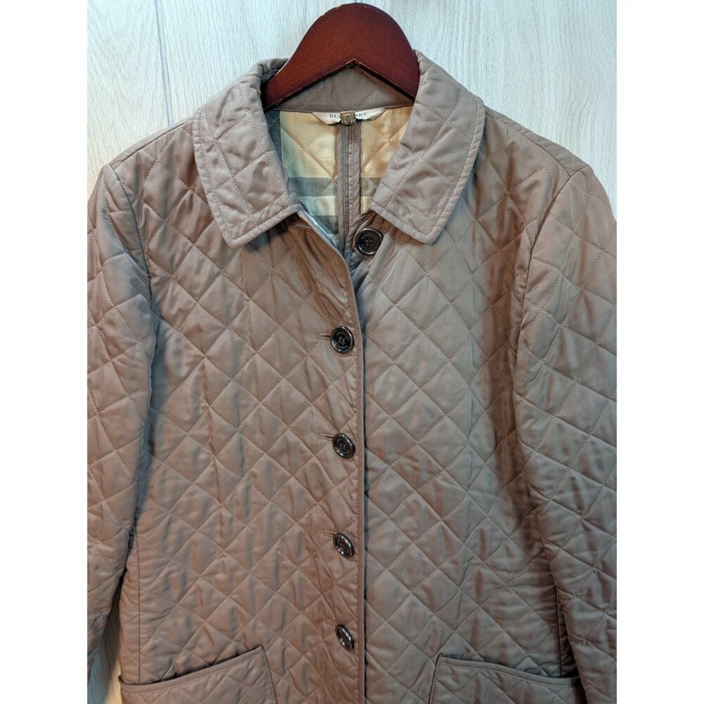 Burberry Brit Quilted Jacket Women’s Nova Check Lined Beige Coat Medium - Picture 2 of 10